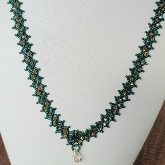 Beaded Custom Handwoven Crystal Necklace - Picture 7 of 7